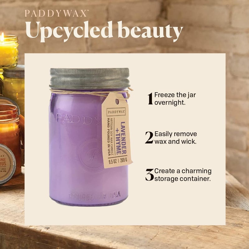 Paddywax Scented Relish Collection Soy Wax Artisan Candle in Glass Jar with Lid  9.5-Ounce  Lavender + Thyme - Image 4